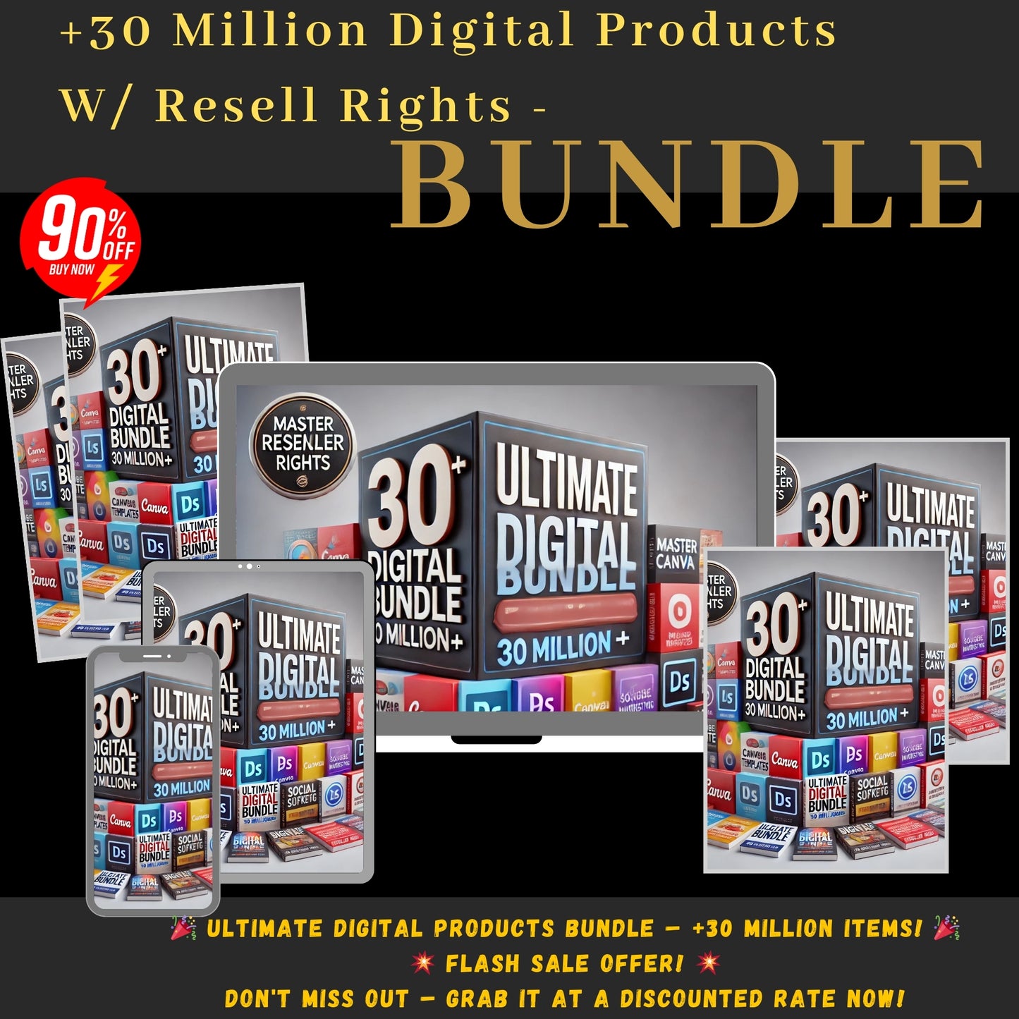 "Get the Biggest Digital Product Bundle w/ Resell Rights 🔥 – Over +30 Million Products Ready to Launch Your Business!"