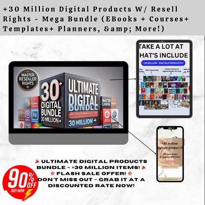 "Get the Biggest Digital Product Bundle w/ Resell Rights 🔥 – Over +30 Million Products Ready to Launch Your Business!"